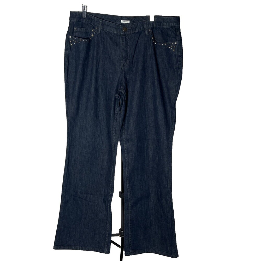 Liz Claiborne Embellished Pockets Denim Cotton Dark Wash Jeans  Women’s Plus 16W